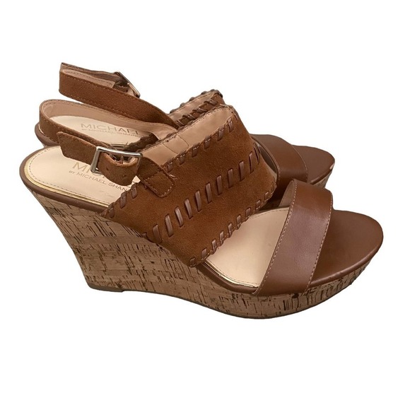 Michael Shannon Christa Slingback Leather Cork Wedge - Picture 2 of 10